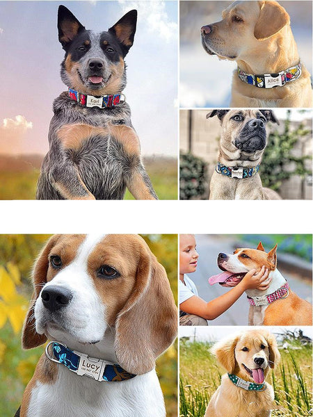 HKM-4239677 Custom Engraved Polyester Dog Collar with Alloy Hardware - Red Polka Dot Design for Large Dogs