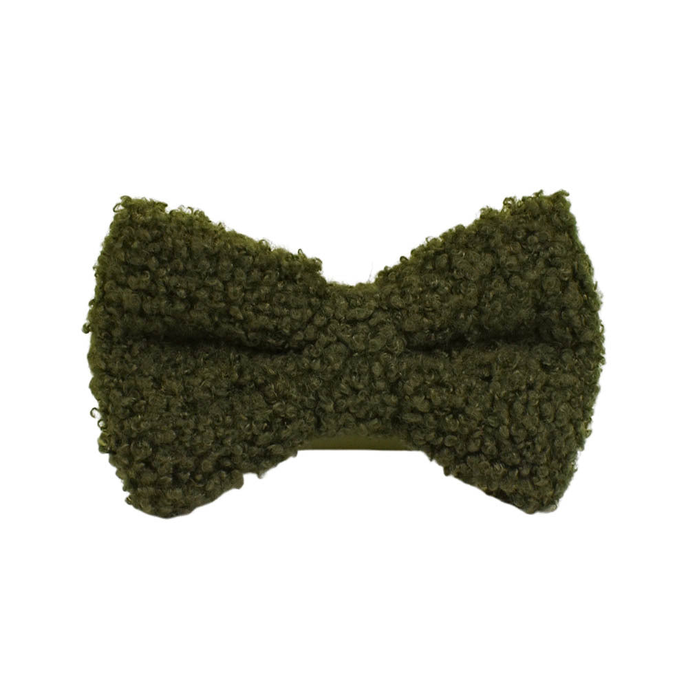 HKM-4239805 Army Green Velvet Four-Piece Pet Collar Set with Leash, Bow, and Vest