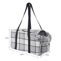 HKM-4240061 Breathable Travel Pet Bag with Mesh Strap and Plaid or Blue Ribbon Design
