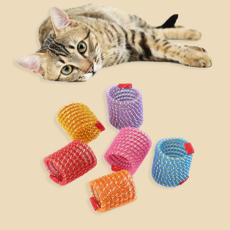 HKM-4241085 Interactive Spring Hose Toy for Cats - Random Color - 3.2x4cm, Plastic Fun