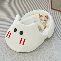 HKM-4243645 Cozy 2-in-1 Plush Cat and Dog Bed with Removable Cover - Round Sleeping Bag Nest