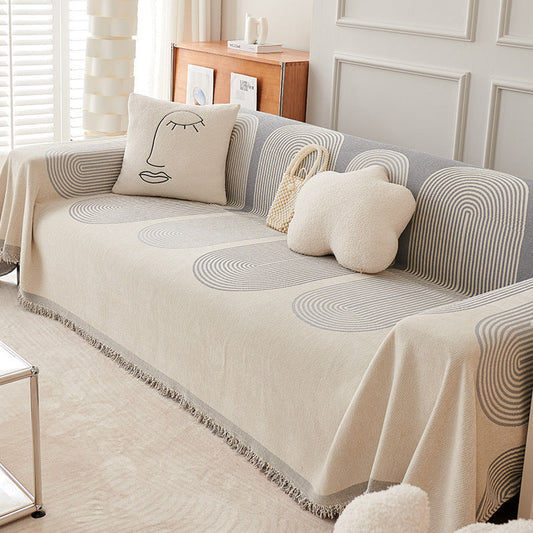 HKM-424403 Universal Chenille Sofa Cover in Stripes - Multiple Sizes Available