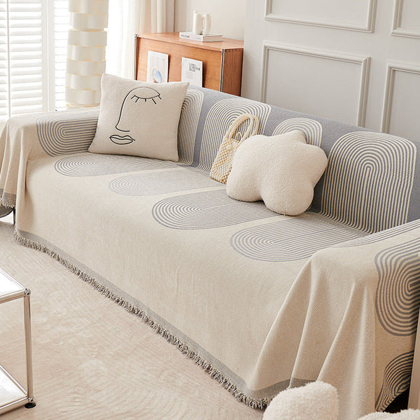 HKM-424403 Universal Chenille Sofa Cover in Stripes - Multiple Sizes Available
