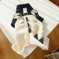 HKM-4244157 Casual Khaki Cartoon Dog Suspender Trousers in Various Sizes