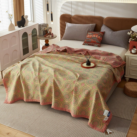 HKM-424467 Three-Layer Soft and Breathable Yarn Bedspread with Pillowcases - Multiple Sizes and Colors Available