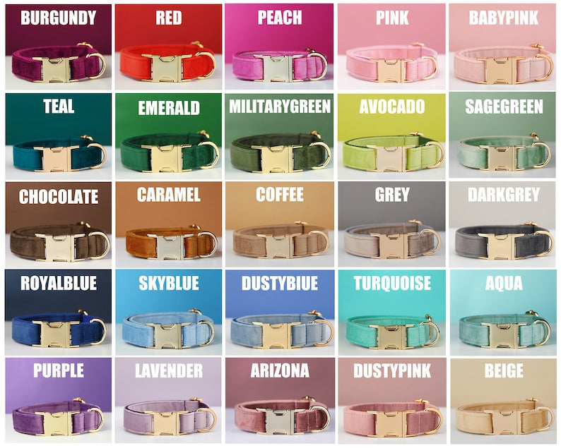 HKM-4245053 Multiple Color Velvet Dog Collar and Leash Set with Bow Tie