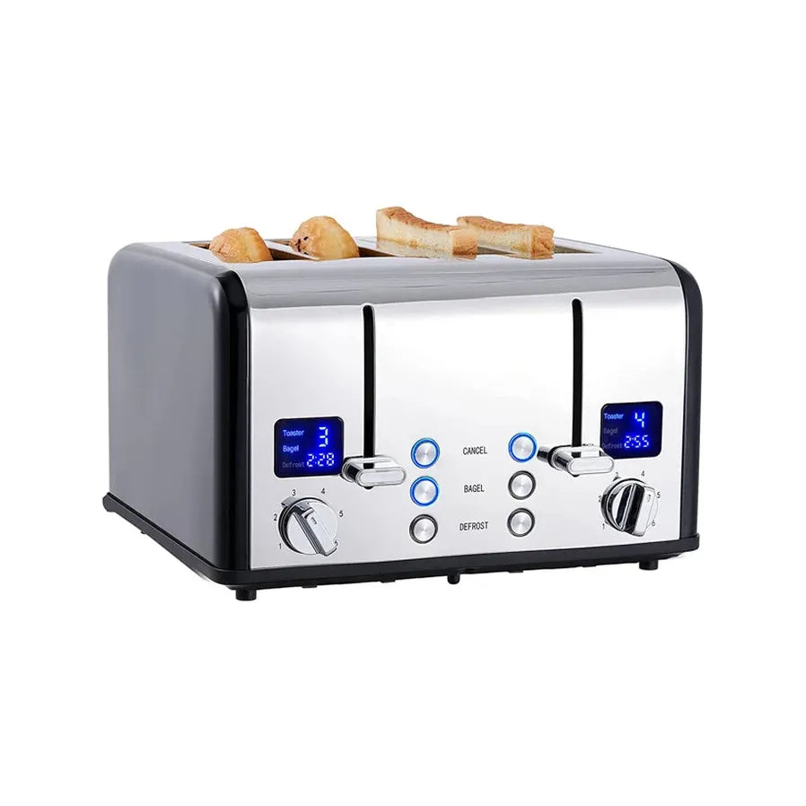 HKM-424531 Modern 4-Slice Electric Toaster with Touch Screen LED Display for Convenient Breakfast Preparation