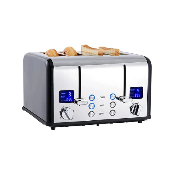 HKM-424531 Modern 4-Slice Electric Toaster with Touch Screen LED Display for Convenient Breakfast Preparation