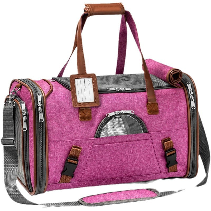 HKM-4245821 Large Capacity Waterproof Portable Pet Bag - 20-35L, Medium Soft Oxford Material, Available in Dark Gray, Light Gray, and Rose Red