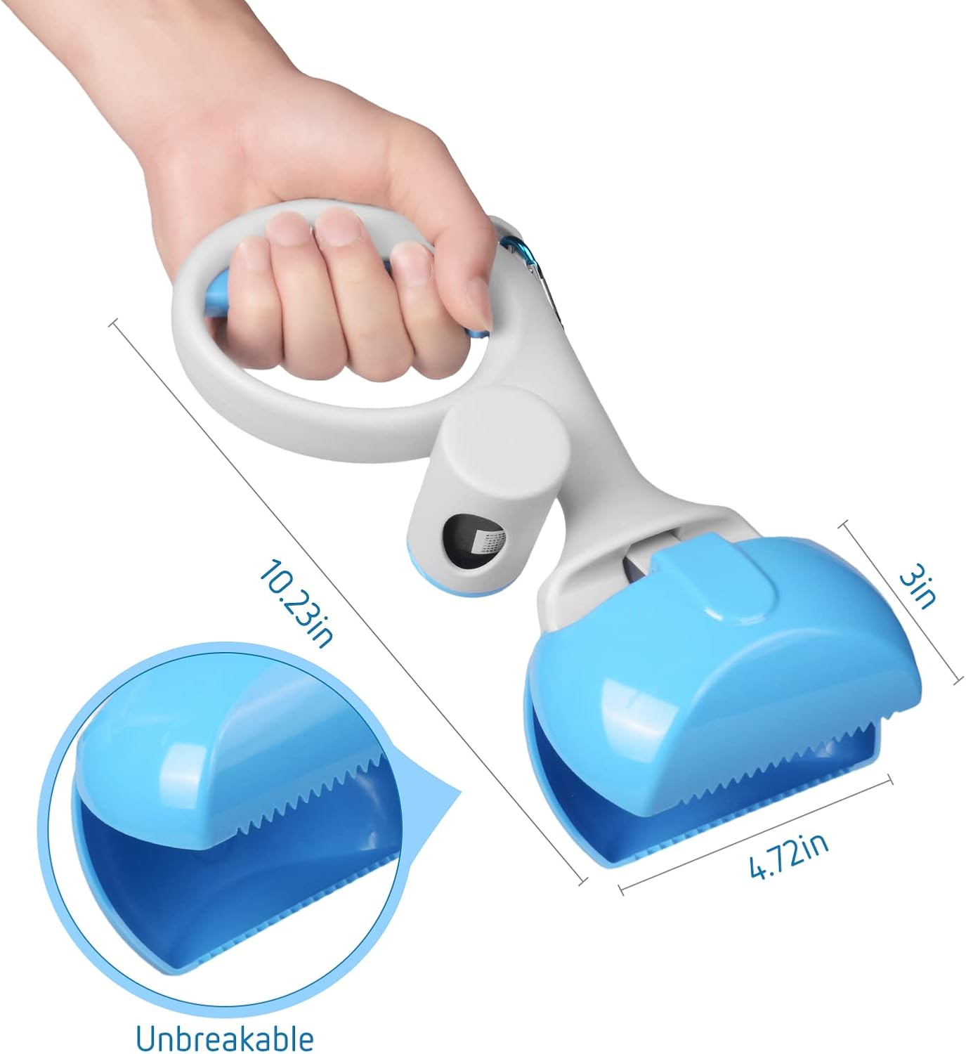 HKM-4246845 Durable Pooper Scooper for Dogs and Cats with Trash Bag Holder, Heavy-Duty ABS Material for Easy Cleanup