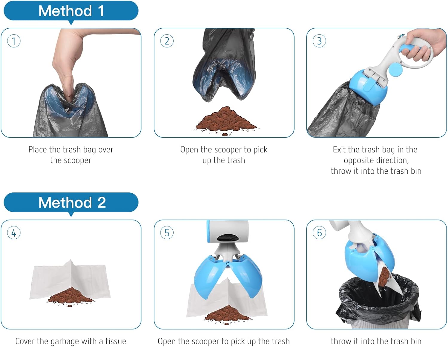 HKM-4246845 Durable Pooper Scooper for Dogs and Cats with Trash Bag Holder, Heavy-Duty ABS Material for Easy Cleanup