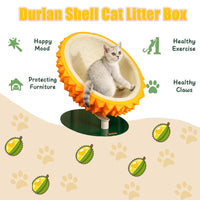 HKM-4247613 Durian Shaped Cat Scratching Bed - 3-in-1 Sisal Rope Scratching Board and Comfortable Resting House for Cat Claw Care