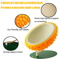 HKM-4247613 Durian Shaped Cat Scratching Bed - 3-in-1 Sisal Rope Scratching Board and Comfortable Resting House for Cat Claw Care