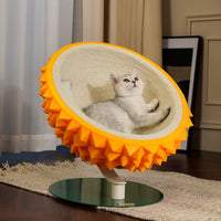 HKM-4247613 Durian Shaped Cat Scratching Bed - 3-in-1 Sisal Rope Scratching Board and Comfortable Resting House for Cat Claw Care