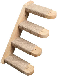 HKM-4247741 Multi-Layer Wooden Cat Wall Ladder - Pine Springboard Stairs for Play and Climbing
