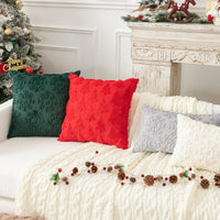 HKM-424787 Christmas Tree Embroidered Pillow Cover - Green, Red, White - 45x45cm