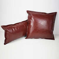 HKM-424851 Luxury PU Oil Wax Leather Cushion Cover in Solid Color, Modern Design for Sofa Pillows