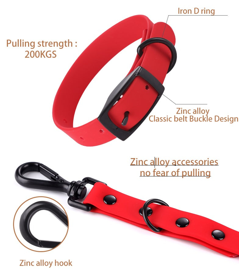 HKM-4249149 Pet Silicone Collar and Leash Set for Small and Large Dogs, Waterproof and Easy to Clean