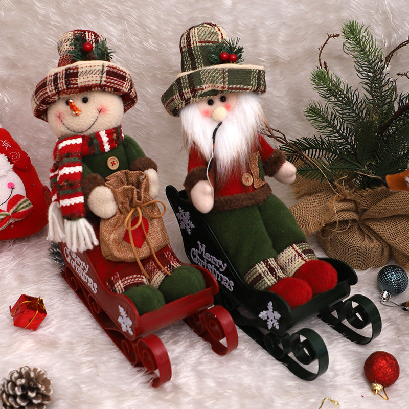 HKM-424915 Sled Doll Christmas Decor in Old Man, Snowman, and Elk Styles