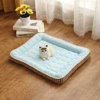 HKM-4249405 Cool Corn Kernel Pet Mat - Soft Cloth Seat Cushion in Blue and Pink, Multiple Sizes Available