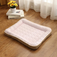 HKM-4249405 Cool Corn Kernel Pet Mat - Soft Cloth Seat Cushion in Blue and Pink, Multiple Sizes Available