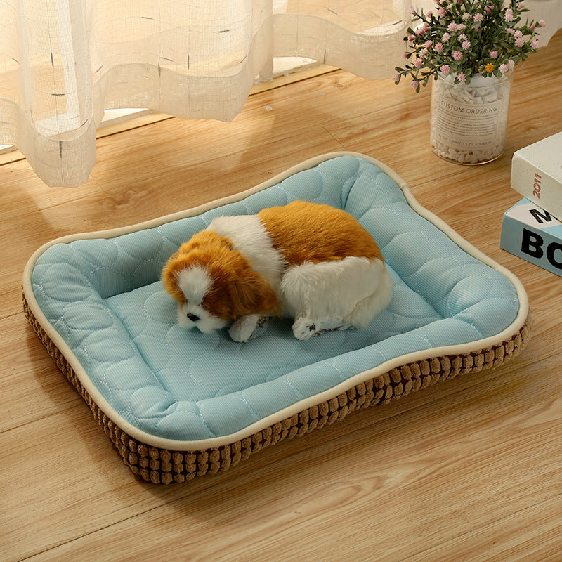 HKM-4249405 Cool Corn Kernel Pet Mat - Soft Cloth Seat Cushion in Blue and Pink, Multiple Sizes Available