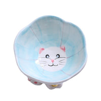 HKM-4249533 Cute Ceramic Cat Bowl with Anti-Tumble Design - Available in Blue, Green, Pink, and Purple