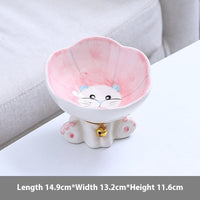 HKM-4249533 Cute Ceramic Cat Bowl with Anti-Tumble Design - Available in Blue, Green, Pink, and Purple