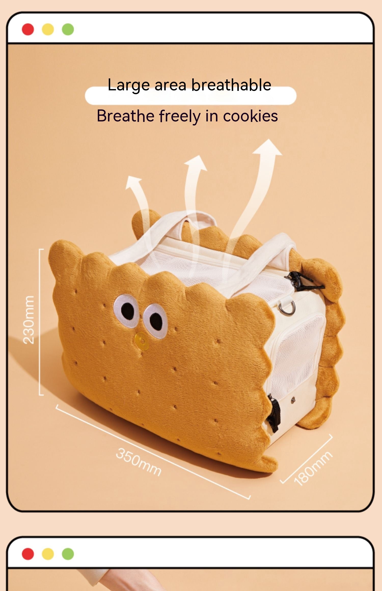 HKM-4251581 Portable Sandwich Biscuit Pet Travel Bag for Dogs and Cats - Large Capacity, Anti-Stress Design
