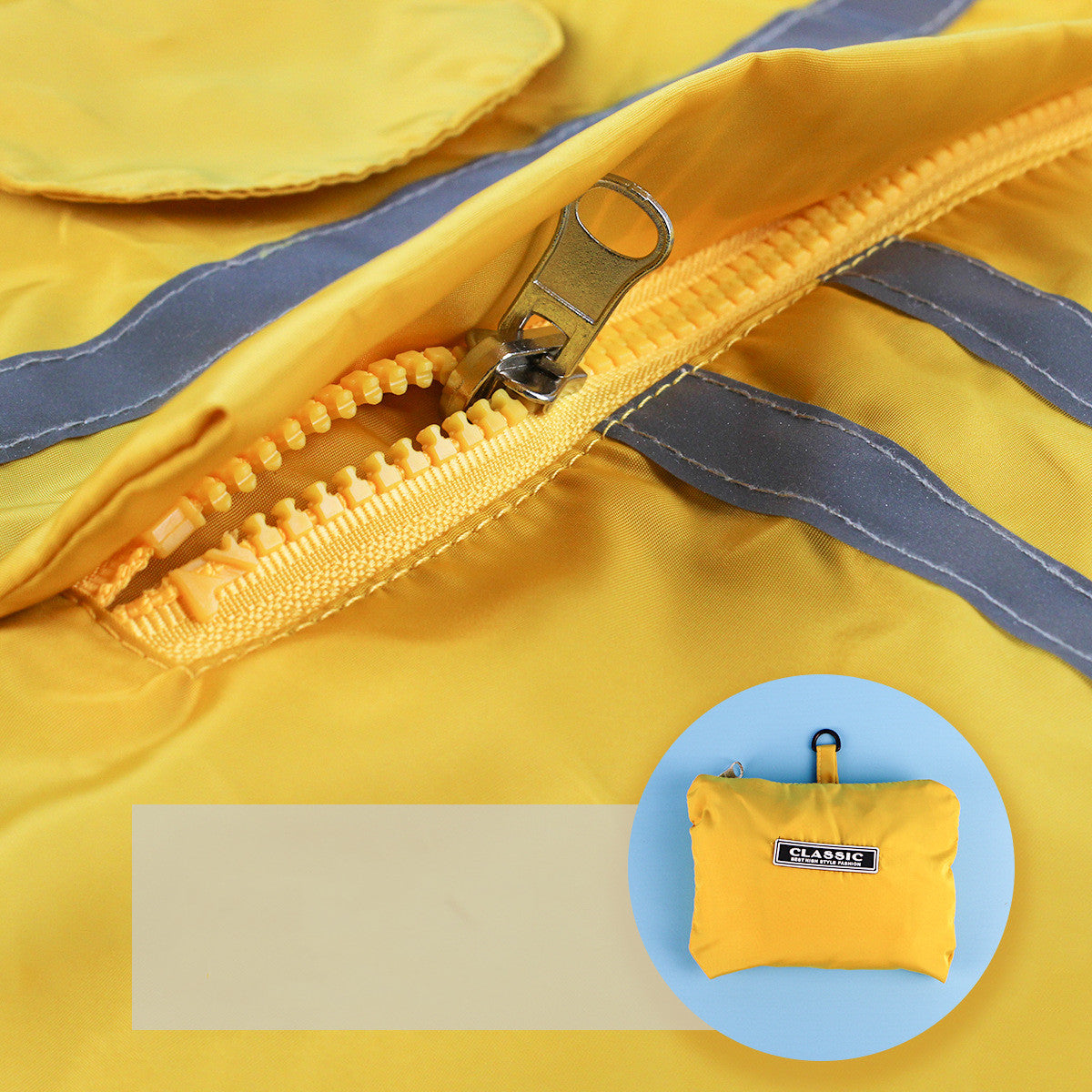 HKM-4251709 Waterproof Hooded Pet Raincoat with Reflective Strips - Foldable & Storage-Friendly