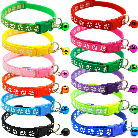 HKM-425171 Sapphire Blue and Colorful Cat and Dog Collars with Bells and Name Pendants