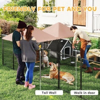 HKM-4252989 Large Outdoor Dog Kennel with Dual Rooms, Adjustable Height Bowls, 13.5' x 9.4' x 5.1'
