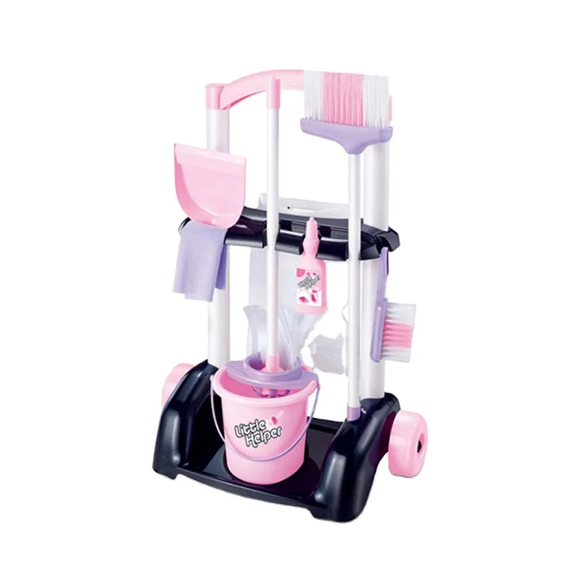 HKM-425299 Kids Cleaning Cart Toy - Pretend Play Trolley Set for Ages 2-7