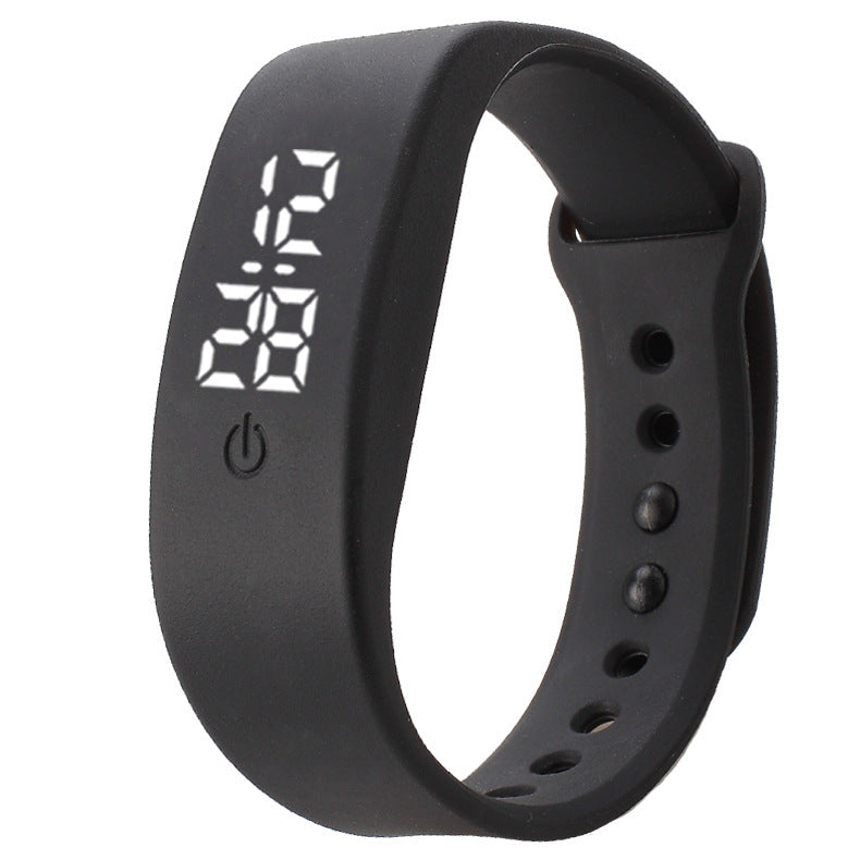HKM-425299 LED White Light Casual Bracelet for Students - Electronic Month Display, Silicone Strap, Black and White Design