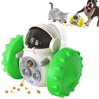 HKM-4253117 Intelligent Food Dispensing Robot Toy for Pets - Green, Mobility & Non-Tipping Design