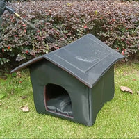 HKM-4253373 Weatherproof Outdoor Shelter for Stray Cats - Detachable Black Nest, Easy to Clean and Non-Slip Design