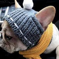 HKM-4254141 Cozy Woolen Winter Hat for Small Dogs - 100% Cotton in Gray, Red, Green Options