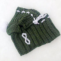 HKM-4254141 Cozy Woolen Winter Hat for Small Dogs - 100% Cotton in Gray, Red, Green Options