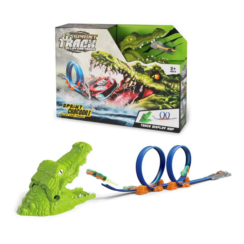 HKM-425427 Crocodile Scene Alloy Race Car Catapult Track for Kids 2-7 Years