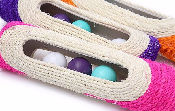 HKM-4255293 Natural Sisal Roller Cat Toy with Sound Balls – 28cm Playful Exercise for Cats