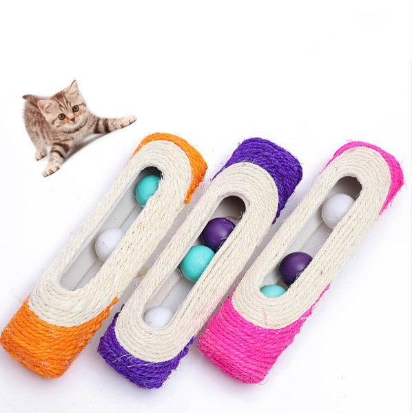 HKM-4255293 Natural Sisal Roller Cat Toy with Sound Balls – 28cm Playful Exercise for Cats