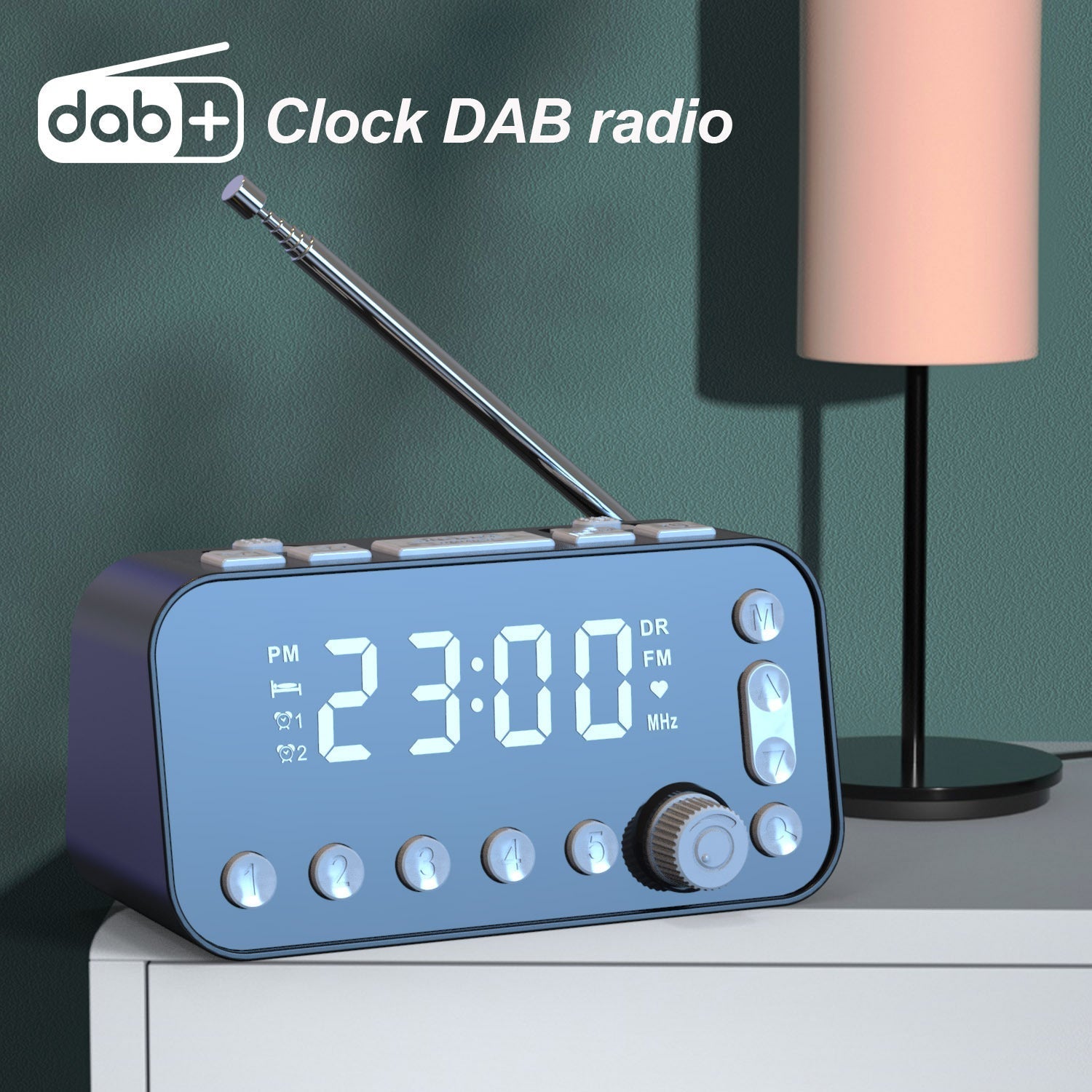 HKM-425619 DAB Bedside Alarm Clock with USB Charging, Adjustable Brightness, and Dual Alarm Settings