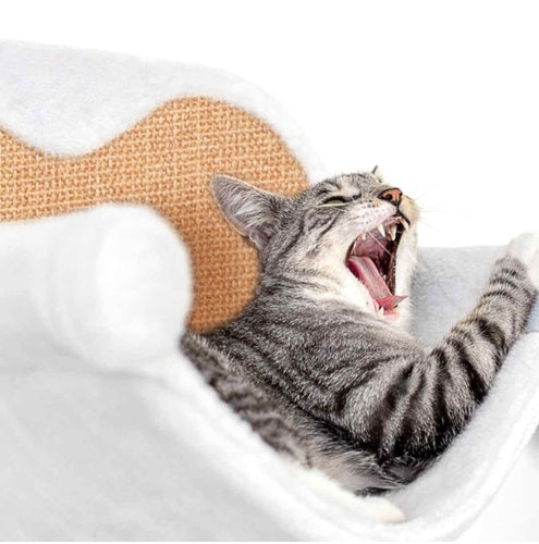 HKM-4256701 Wall-Mounted Cat Climbing Frame with Hanging Scratching Pole and Flannel Hammock
