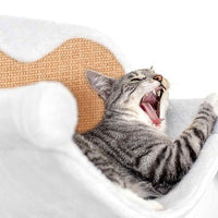 HKM-4256701 Wall-Mounted Cat Climbing Frame with Hanging Scratching Pole and Flannel Hammock