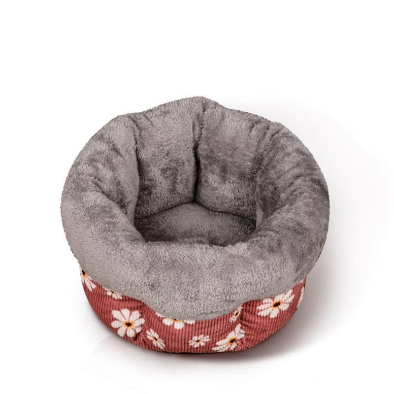 HKM-4259133 Cozy Cat Nest for Winter - Washed Cotton & PP Cotton Filling, Fully Machine Washable