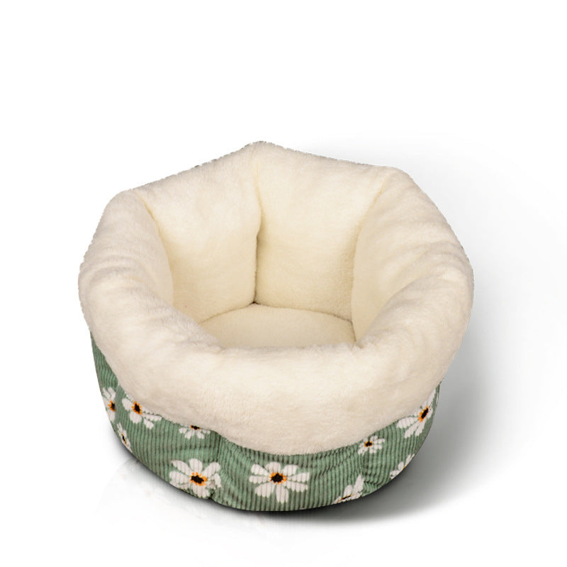 HKM-4259133 Cozy Cat Nest for Winter - Washed Cotton & PP Cotton Filling, Fully Machine Washable