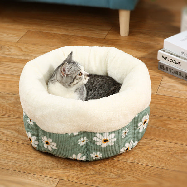 HKM-4259133 Cozy Cat Nest for Winter - Washed Cotton & PP Cotton Filling, Fully Machine Washable