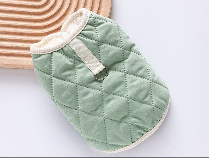 HKM-4259517 Cozy Autumn and Winter Pet Coat for Small Dogs - Schnauzer Teddy Bichon Vest in Yellow and Green