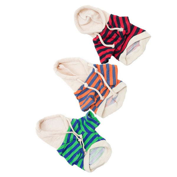 HKM-4260157 Casual Striped Sweater for Pets in Red, Green, Orange - Warm Polyester Cotton Clothing