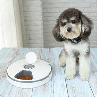 HKM-4261053 Automatic Pet Feeder for Cats and Dogs, 6 Compartments with Power Indicator, Battery Operated